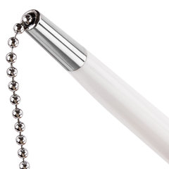 Ручка шариковая настольная BRAUBERG &laquo;Стенд-Пен Уайт2&raquo;, СИНЯЯ, цепочка, корпус белый, линия письма 0,5 мм, 141348