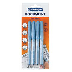 Ручки капиллярные (линеры) ЧЕРНЫЕ CENTROPEN &laquo;Document&raquo; НАБОР 4 шт., линия 0,1/<wbr/>0,3/<wbr/>0,5/<wbr/>0,7 мм, 2631/<wbr/>4