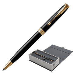 Ручка шариковая PARKER &laquo;Sonnet Core Lacquer Black GT&raquo;, корпус черный глянцевый лак, позолоченные детали, черная, 1931497