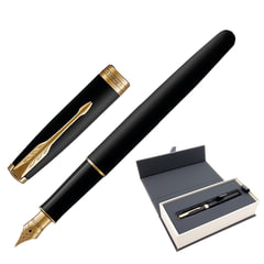 Ручка перьевая PARKER &laquo;Sonnet Core Matt Black GT&raquo;, корпус черный матовый лак, позолоченные детали, черная, 1931516
