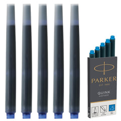 Картриджи чернильные PARKER &laquo;Cartridge Quink&raquo;, КОМПЛЕКТ 5 штук, смываемые чернила, синие, 1950383