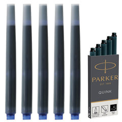 Картриджи чернильные PARKER &laquo;Cartridge Quink&raquo;, КОМПЛЕКТ 5 штук, черные, 1950382