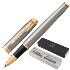 Ручка-роллер PARKER &laquo;IM Core Brushed Metal GT&raquo;, серебристый матовый лак, позолота, черная, 1931663