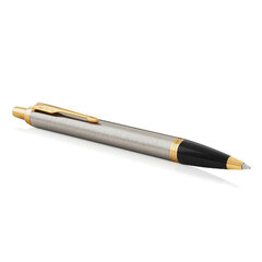 Ручка шариковая PARKER &laquo;IM Core Brushed Metal GT&raquo;, серебристый матовый лак, позолота, синяя, 1931670