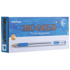 Ручка шариковая масляная с грипом MUNHWA &laquo;MC Gold&raquo;, СИНЯЯ, корпус прозрачный, узел 0,5 мм, линия письма 0,3 мм, BMC-02