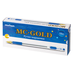 Ручка шариковая масляная с грипом MUNHWA &laquo;MC Gold&raquo;, СИНЯЯ, корпус тонированный синий, узел 0,7 мм, линия письма 0,5 мм, BMC07-02