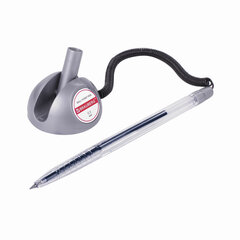 Ручка шариковая настольная BRAUBERG &laquo;Counter Pen&raquo;, СИНЯЯ, пружинка, корпус серебристый, 0,5 мм, 143258
