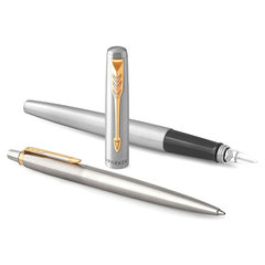 Набор PARKER &laquo;Jotter Stainless Steel GT&raquo;: шариковая ручка синяя и перьевая ручка, 2093257