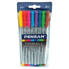 Ручки шариковые масляные PENSAN &laquo;Triball Colored&raquo;, НАБОР 8 шт., АССОРТИ, узел 1 мм, линия письма 0,5 мм, 1003/<wbr/>PVC8