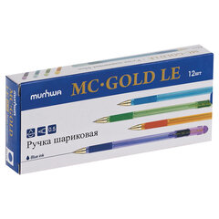 Ручка шариковая масляная с грипом MUNHWA &laquo;MC Gold LE&raquo;, СИНЯЯ, корпус ассорти, узел 0,5 мм, MCL-02