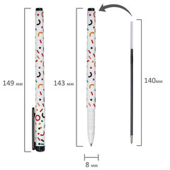 Ручка шариковая BRAUBERG SOFT TOUCH GRIP &laquo;CONFETTI&raquo;, СИНЯЯ, мягкое покрытие, узел 0,7 мм, 143723