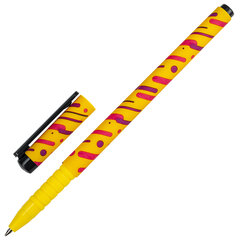 Ручка шариковая BRAUBERG SOFT TOUCH GRIP &laquo;LINES&raquo;, СИНЯЯ, мягкое покрытие, узел 0,7 мм, 143724