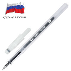 Ручка гелевая РОССИЯ &laquo;СТАНДАРТ&raquo;, ЧЕРНАЯ, корпус тонированный, узел 0,7 мм, линия письма 0,5 мм, BRAUBERG, 143958