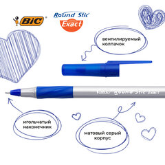 Ручки шариковые с грипом BIC &laquo;Round Stic Exact&raquo;, НАБОР 6+2 шт., СИНИЕ, линия письма 0,28 мм, блистер, 932862