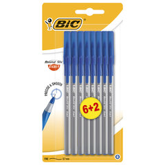 Ручки шариковые с грипом BIC &laquo;Round Stic Exact&raquo;, НАБОР 6+2 шт., СИНИЕ, линия письма 0,28 мм, блистер, 932862