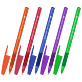 Ручка шариковая с грипом BRAUBERG "i-STICK POINT NEON", СИНЯЯ, корпус ассорти, игольчатый узел 0,7 мм, линия письма 0,35 мм, 144022