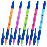 Ручка шариковая с грипом BRAUBERG "ULTRA GT COLOR", СИНЯЯ, корпус ассорти, линия 0,35 мм, 144055