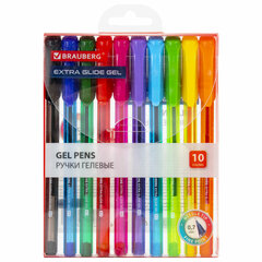 Ручки гелевые BRAUBERG &laquo;Extra Glide Gel&raquo;, НАБОР 10 ЦВЕТОВ, трехгранные, игольчатый наконечник 0,7 мм, линия 0,5 мм, 144079