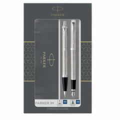 Набор PARKER &laquo;IM Stainless Steel CT&raquo;: шариковая ручка синяя и перьевая ручка синяя, 2183058