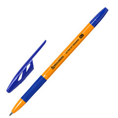 Ручки шариковые с грипом BRAUBERG &laquo;ULTRA GT ORANGE&raquo;, НАБОР 8 ШТУК, СИНИЕ, корпус оранжевый, узел 0,7 мм, линия 0,35 мм, 144530