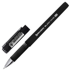 Ручка гелевая с грипом BRAUBERG &laquo;BLACK VIVID&raquo;, ЧЕРНАЯ, корпус SOFT-TOUCH, пишущий узел 0,5 мм, линия письма 0,35 мм, 144541