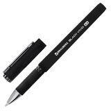 Ручка гелевая с грипом BRAUBERG "BLACK VIVID", ЧЕРНАЯ, корпус SOFT-TOUCH, пишущий узел 0,5 мм, линия письма 0,35 мм, 144541