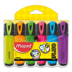 Набор текстовыделителей MAPED (Франция) 6 шт., АССОРТИ, &laquo;Fluo Pep's Classic&raquo;, линия 1-5 мм, 742557