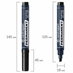 Маркер перманентный CENTROPEN 8516, ЧЕРНЫЙ, скошенный наконечник, 2-5 мм