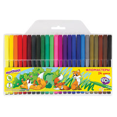 Фломастеры ЮНЛАНДИЯ 24 цвета, &laquo;УРОКИ РИСОВАНИЯ&raquo;, вентилируемый колпачок, ПВХ, 151418