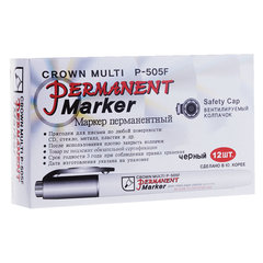 Маркер перманентный CROWN &laquo;Multi Marker Super Slim&raquo;, ЧЕРНЫЙ, тонкий, 1 мм, P-505F