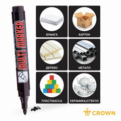 Маркер перманентный CROWN &laquo;Multi Marker&raquo;, ЧЕРНЫЙ, круглый наконечник, 3 мм, CPM-800