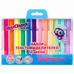 Набор текстовыделителей ЮНЛАНДИЯ 12 шт., АССОРТИ, &laquo;COLORSTAR&raquo;, линия 1-4 мм, 151718