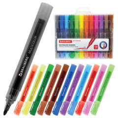 Маркеры стираемые для белой доски НАБОР 12 ЦВЕТОВ, BRAUBERG &laquo;MULTICOLOR&raquo;, 3 мм, 152121