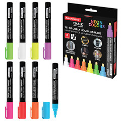 Маркеры меловые CHALK LIQUID MARKER, НЕОН, НАБОР 8 ЦВЕТОВ, 3 мм, стираемые, BRAUBERG &laquo;CHALK&raquo;, 152597