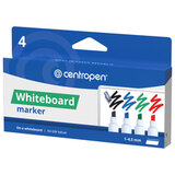Маркеры стираемые для белой доски НАБОР 4 шт., 4 ЦВЕТА, CENTROPEN "Dry-Wipe", 8569/4, 1-4,5 мм