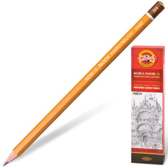 Карандаш чернографитный KOH-I-NOOR 1500, 1 шт., 3H, корпус желтый, заточенный