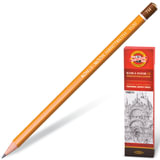 Карандаш чернографитный KOH-I-NOOR 1500, 1 шт., 7H, корпус желтый, заточенный