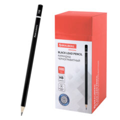 Карандаш чернографитный BRAUBERG, 1 шт., &laquo;Touch line&raquo;, НВ, корпус черный, заточенный, 180621