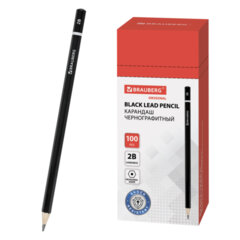 Карандаш чернографитный BRAUBERG, 1 шт., &laquo;Touch line&raquo;, 2В, корпус черный, заточенный, 180623