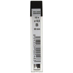 Грифели запасные 0,5 мм, B, KOH-I-NOOR, КОМПЛЕКТ 12 шт., 4152/<wbr/>B