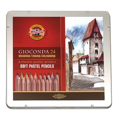 Карандаши цветные пастельные KOH-I-NOOR &laquo;Gioconda&raquo;, 24 цвета, мягкие, металлическая коробка, 8828024001PL