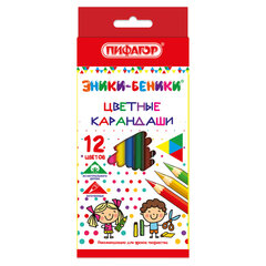 Карандаши цветные ПИФАГОР &laquo;ЭНИКИ-БЕНИКИ&raquo;, 12 цветов, шестигранные, натуральное дерево, 181346