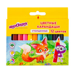Карандаши цветные утолщенные ЮНЛАНДИЯ &laquo;МАЛЫШИ-КАРАНДАШИ&raquo;, 12 цветов, укороченные, шестигранные, грифель 5 мм, натуральное дерево, 181376