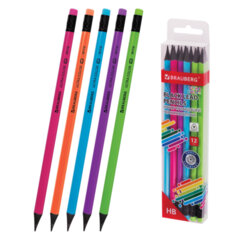Набор карандашей чернографитных BRAUBERG &laquo;ULTRA COLOR&raquo; 12 шт., HB, с ластиком, пластиковые, 181710