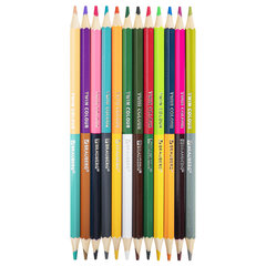 Карандаши цветные двусторонние BRAUBERG PREMIUM TWIN COLOUR, 12 штук, 24 цвета, шестигранные, грифель 3,3 мм, натуральное дерево, 181874