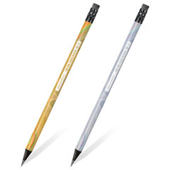 Карандаш чернографитный BRAUBERG &laquo;SILVER/<wbr/>GOLD&raquo;, 1 шт., HB, с ластиком, корпус ассорти, 182011