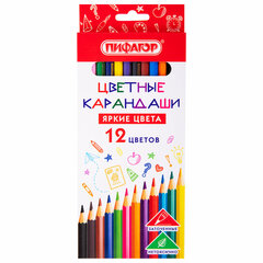 Карандаши цветные ПИФАГОР ЭКО &laquo;КЛАССИК&raquo;, 12 цветов, шестигранные, 182048