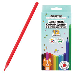 Карандаши цветные FUNSTER (ФАНСТЕР), 12 цветов, фигурный корпус в форме цветочка, 182069