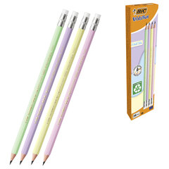 Карандаш чернографитный BIC, 1 шт., &laquo;Evolution Pastel&raquo;, HB, с ластиком, корпус ассорти, 518306