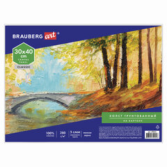 Холст на картоне BRAUBERG ART CLASSIC, 30&times;40 см, грунтованный, 100% хлопок, мелкое зерно, 190621
